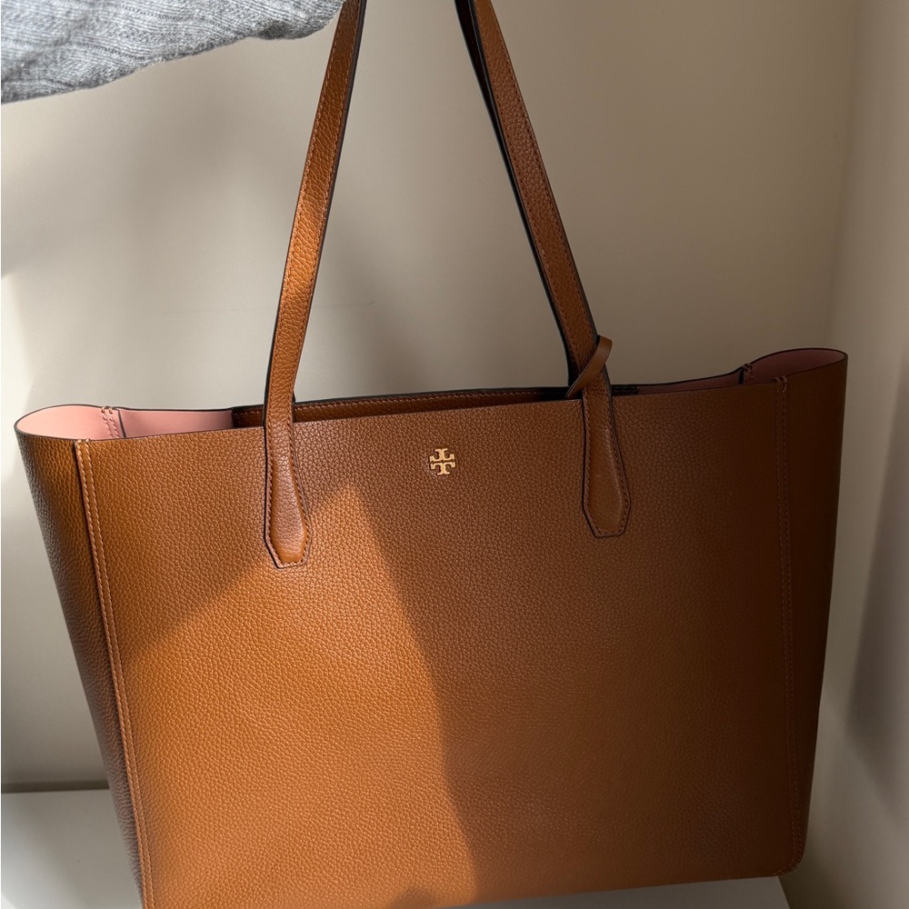 Tory Burch Brown Leather Tote with Exterior Zip Pocket - Picture 11 of 11